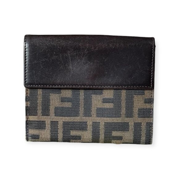 Vintage Fendi Zucca Canvas Compact Wallet w/ Box & Dustbag - Picture 2 of 6